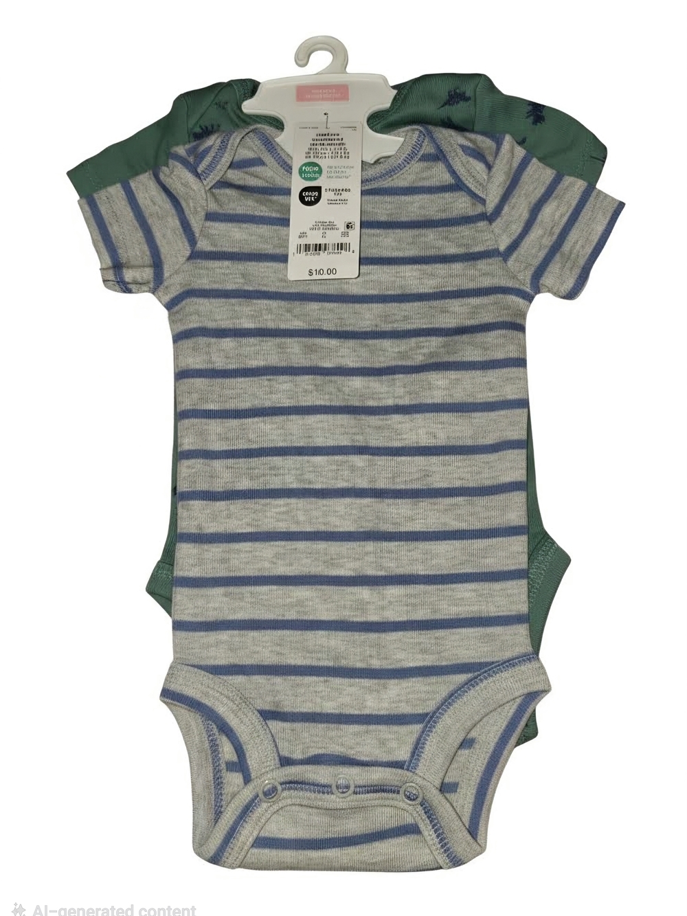 Carter's Blue & Gray Striped And Dino Print Short-Sleeve Baby One-Piece - 2-Pack